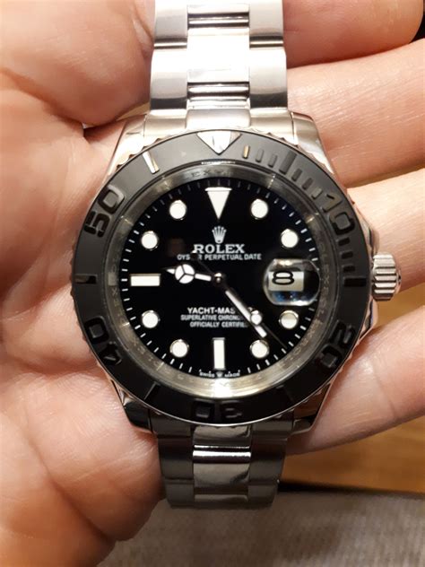 rolex yacht master steel ceramic bezel black dial rubber